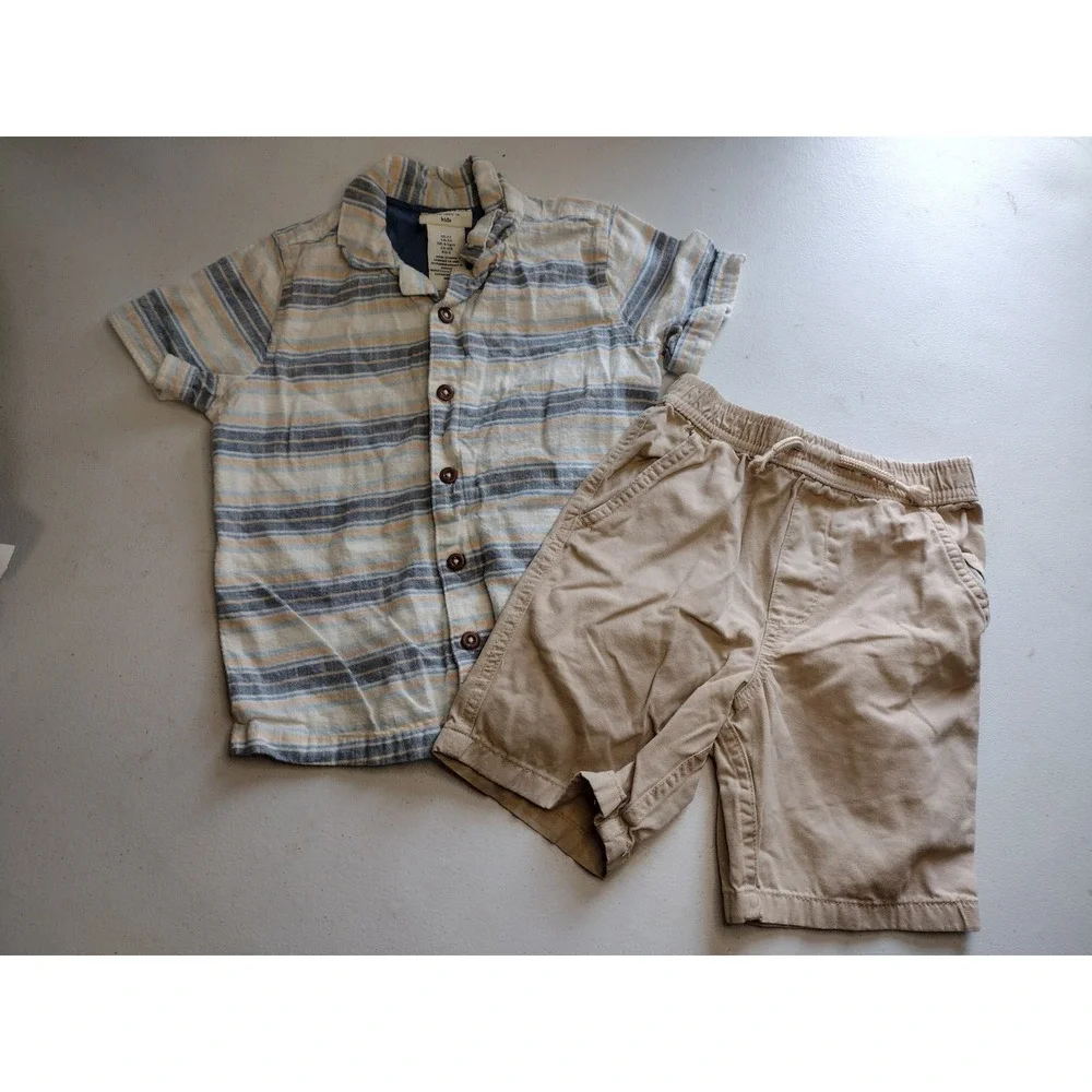 Boys Summer Clothes Lot‎ 6pc Athletic Works Cat Jack HM Outfits Shorts Shirts 5t